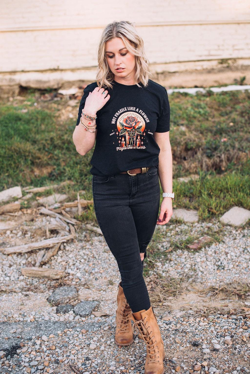 Not Fragile Like a Flower, Fragile Like a Bomb Shirt - Feminist Graphic Tee - Empowering Women’s T-shirt - Bella Canvas Unisex T-shirt