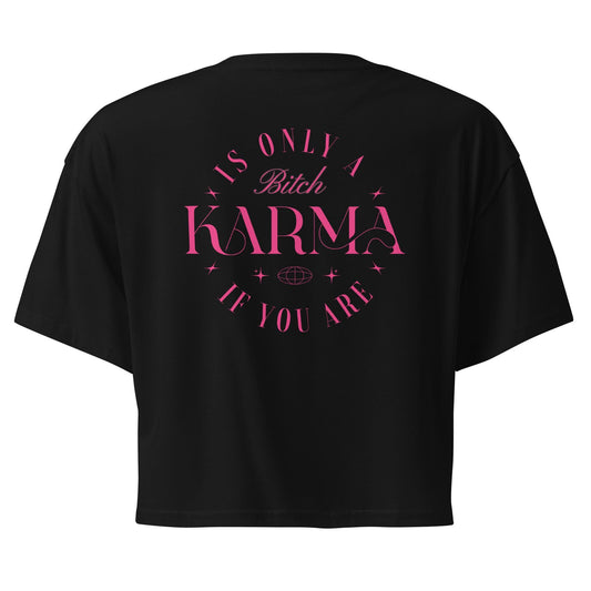 Sassy Graphic Crop Top: Karma Statement Tee for Confident Women