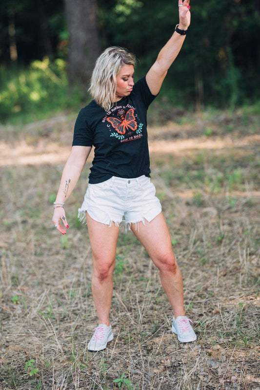 She is Rare Because She is Real Bella Canvas T-Shirt - Inspirational Graphic Tee for Women - Empowering Quote T-shirt - Bold Self Love Shirt