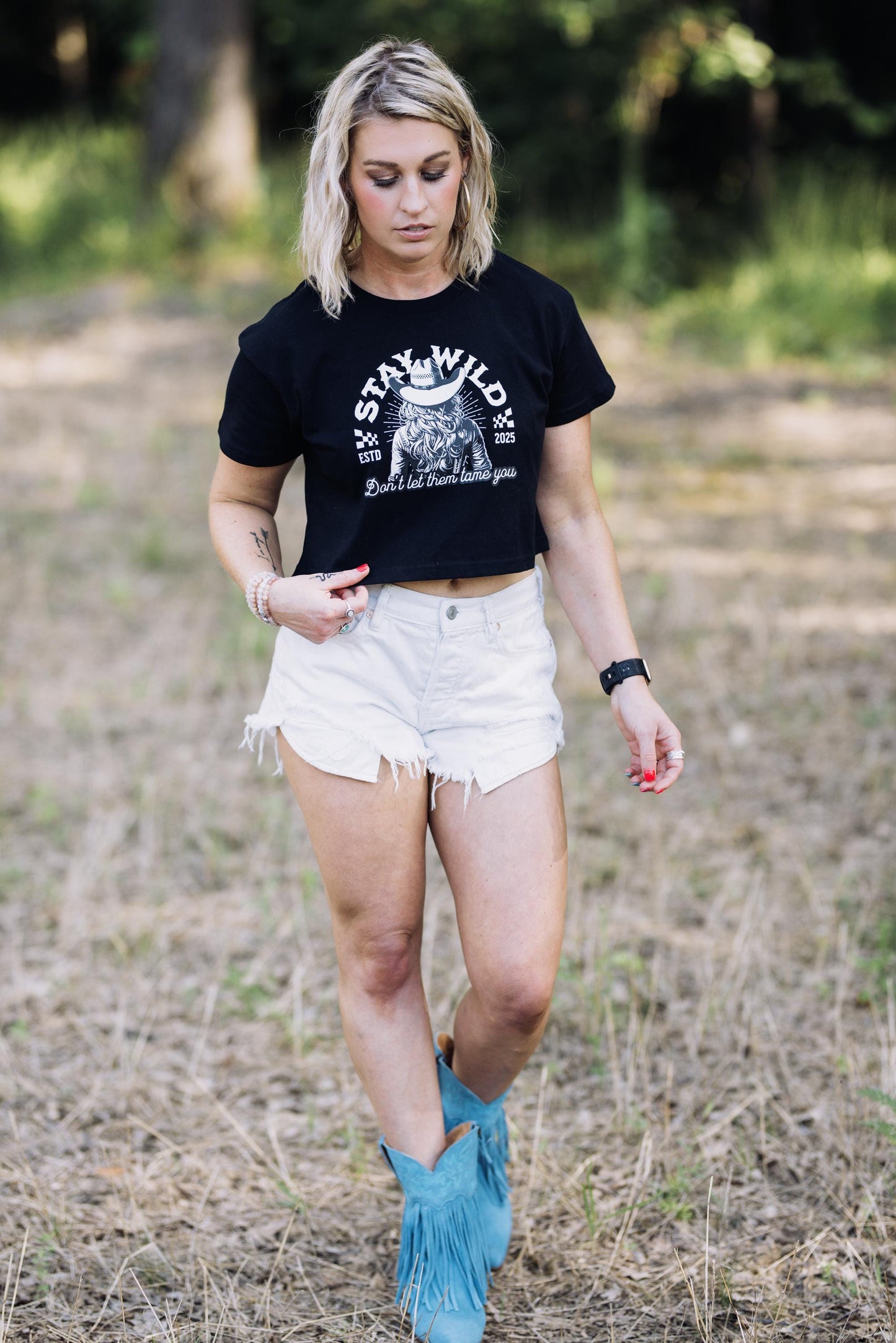 Cowgirl Graphic Crop Top: Stay Wild Western Tee