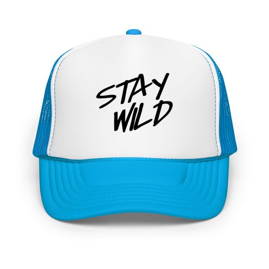 Stay Wild Trucker Hat- Snapback Mesh Hat in Blue, Pink, or Black- Adventure Quote Hat- Wild and Free Hat for Women- Boho Festival Hat