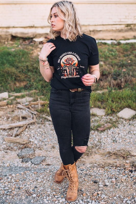 Not Fragile Like a Flower, Fragile Like a Bomb Shirt - Feminist Graphic Tee - Empowering Women’s T-shirt - Bella Canvas Unisex T-shirt
