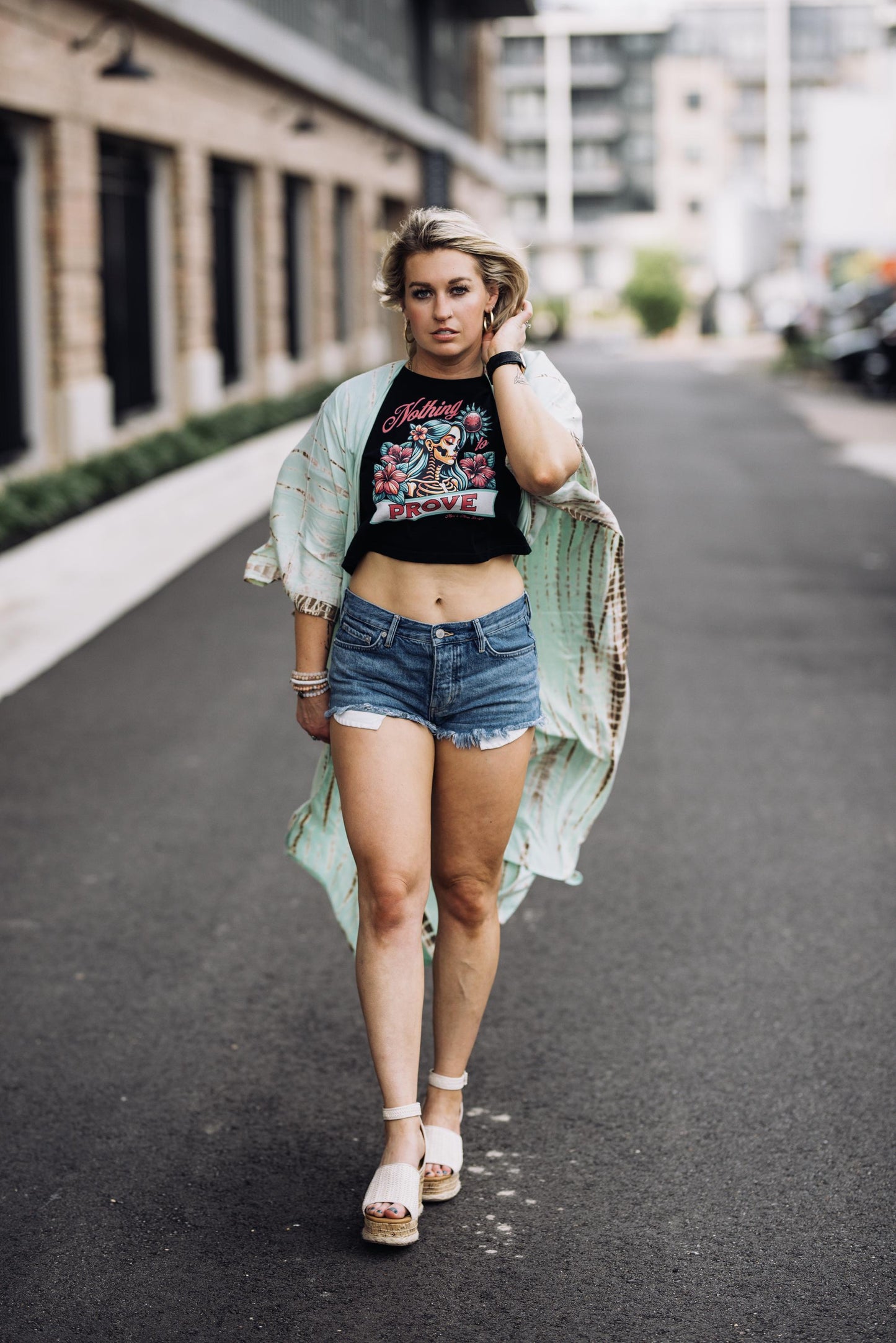 Empowerment Crop Top: Mars & Moon Graphic, Confident Women's Tee