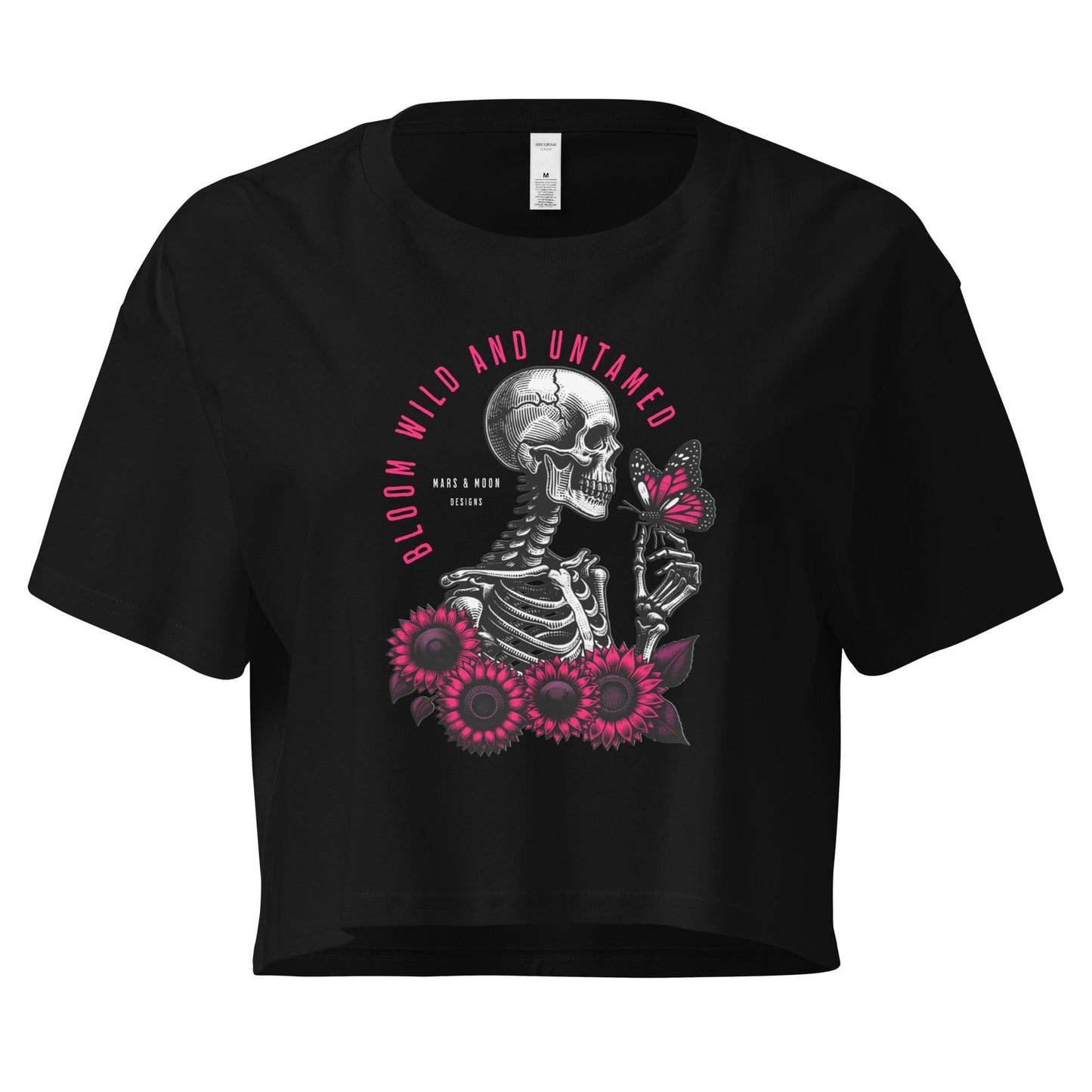 Bloom Wild and Untamed Crop Top: Feminist Graphic Tee - Mars and Moon Design