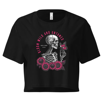 Bloom Wild and Untamed Crop Top: Feminist Graphic Tee - Mars and Moon Design