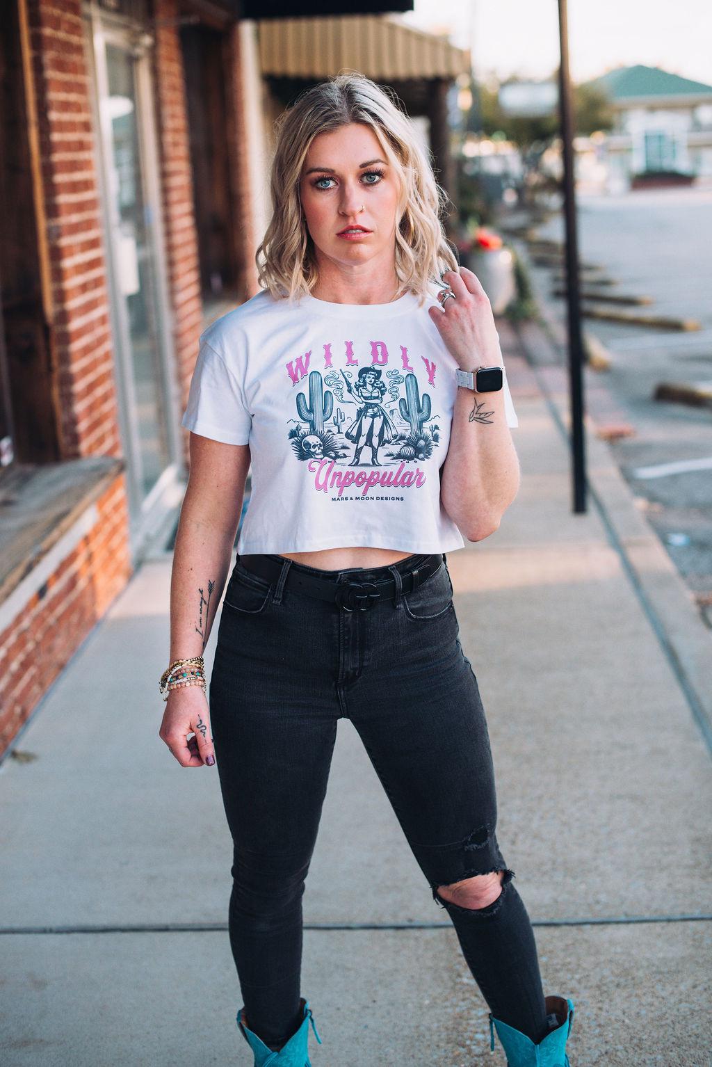 Sassy Cowgirl Crop Top: Wildly Unpopular Graphic Tee