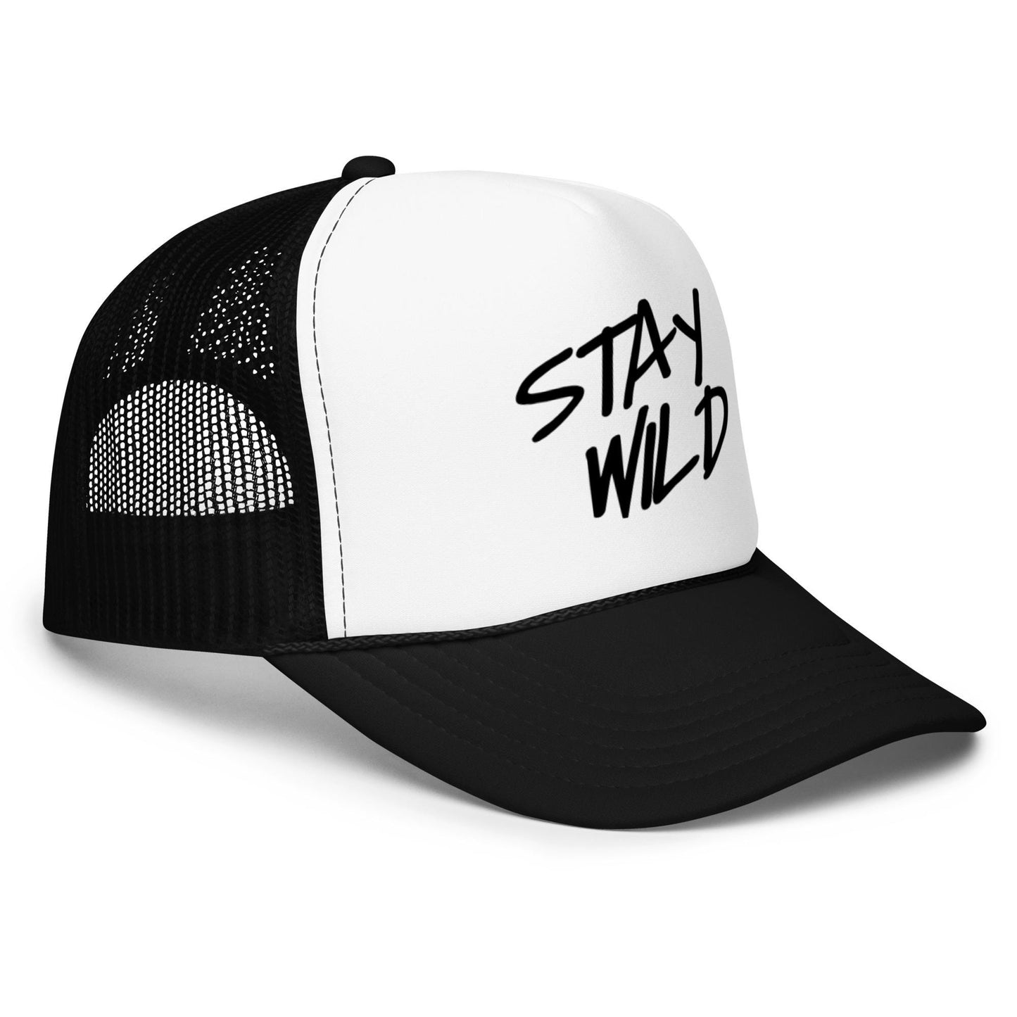 Stay Wild Trucker Hat- Snapback Mesh Hat in Blue, Pink, or Black- Adventure Quote Hat- Wild and Free Hat for Women- Boho Festival Hat