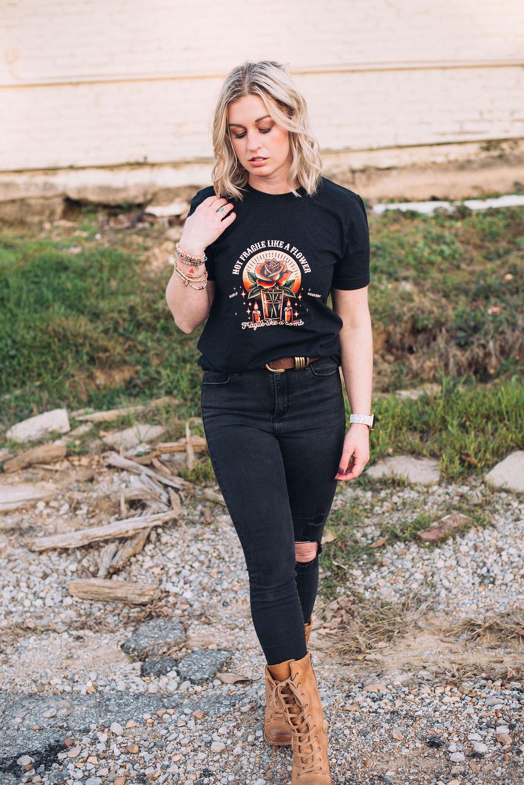 Not Fragile Like a Flower, Fragile Like a Bomb Shirt - Feminist Graphic Tee - Empowering Women’s T-shirt - Bella Canvas Unisex T-shirt