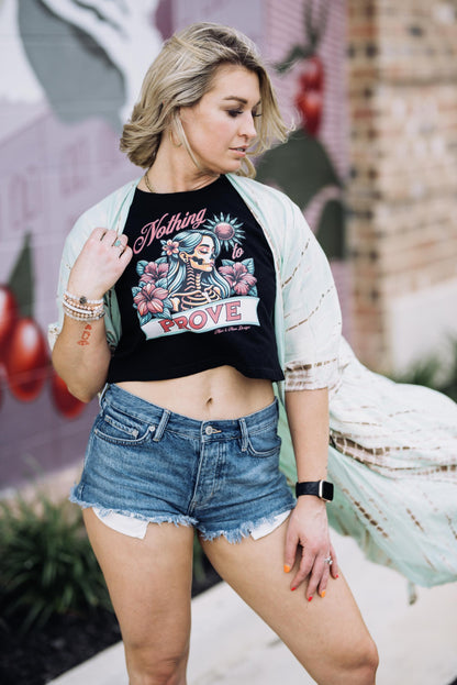 Empowerment Crop Top: Mars & Moon Graphic, Confident Women's Tee