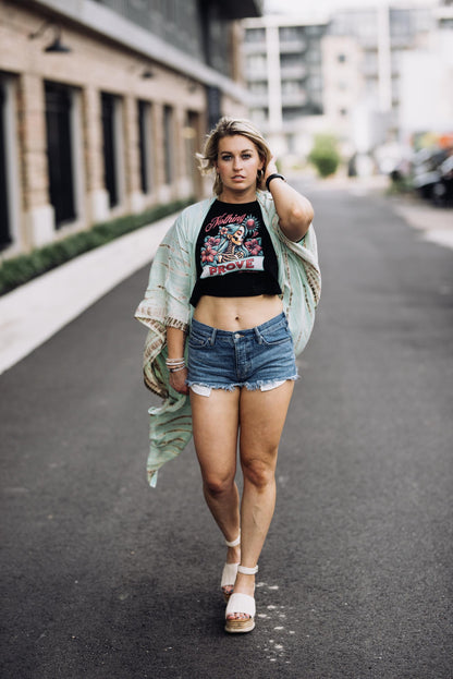 Empowerment Crop Top: Mars & Moon Graphic, Confident Women's Tee