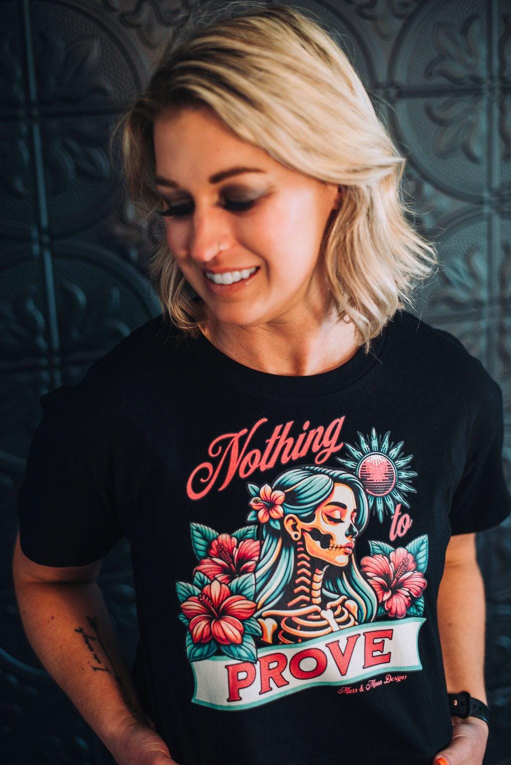 Empowerment Crop Top: Mars & Moon Graphic, Confident Women's Tee