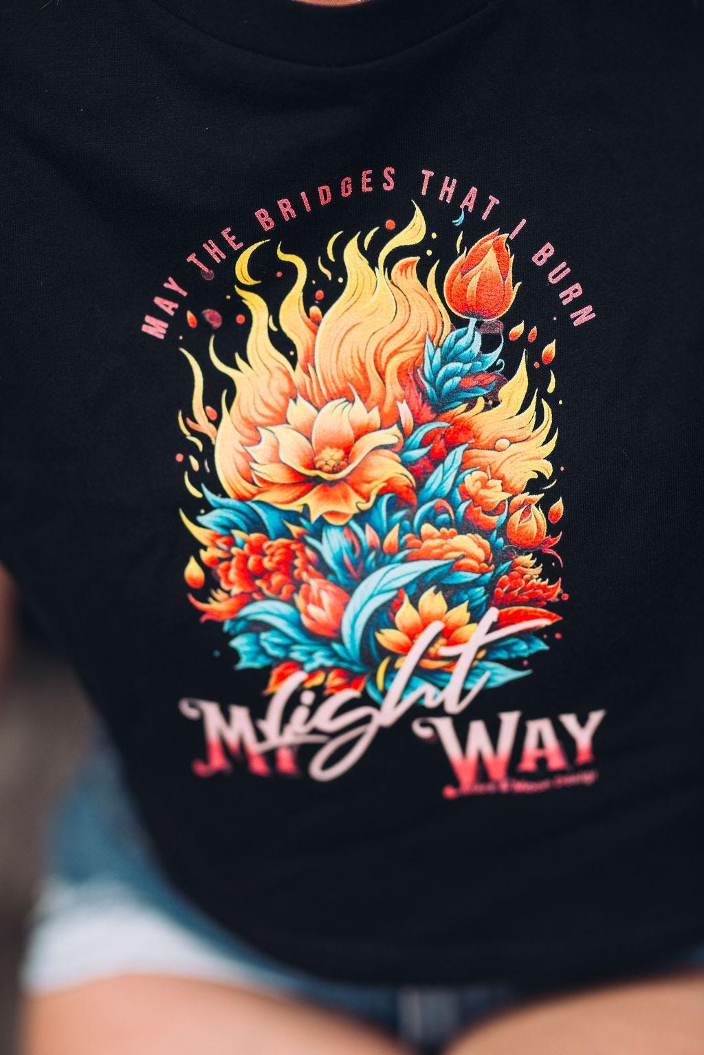 Edgy Empowerment Crop Top: "May the Bridges I Burn Light My Way"