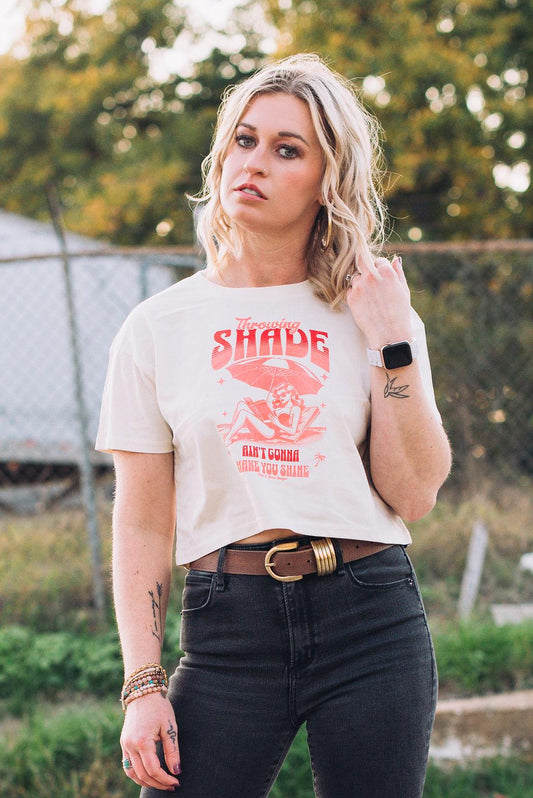 Sassy Crop Top: Throwing Shade Graphic Tee - Empowering Women
