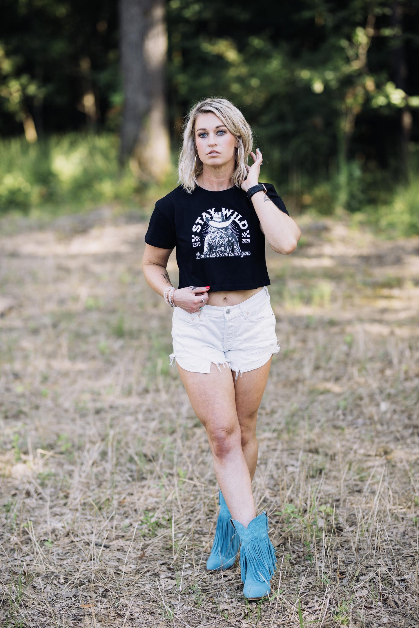 Cowgirl Graphic Crop Top: Stay Wild Western Tee