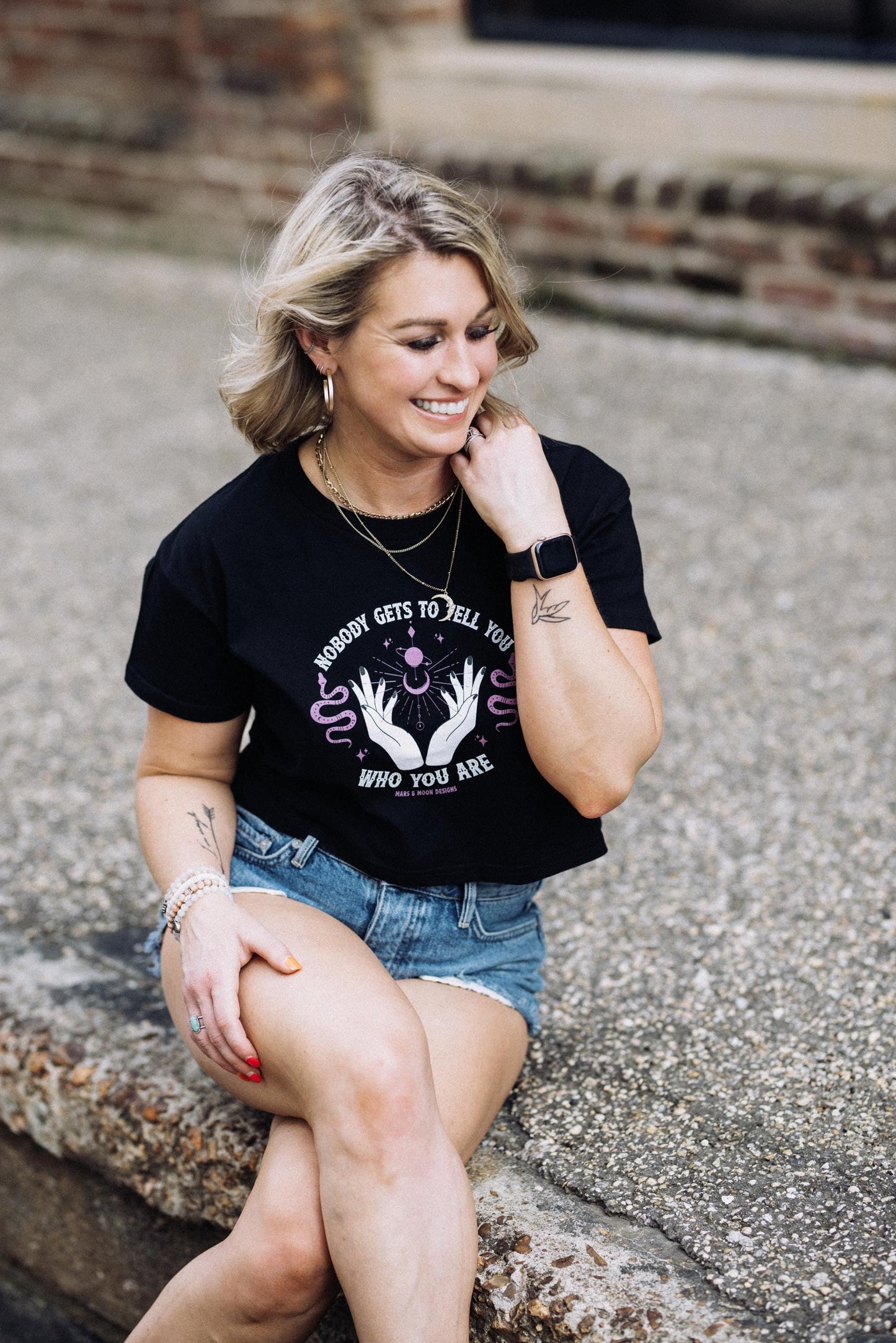 Empowerment Crop Top: Mars & Moon Design - Women's Affirmation Tee