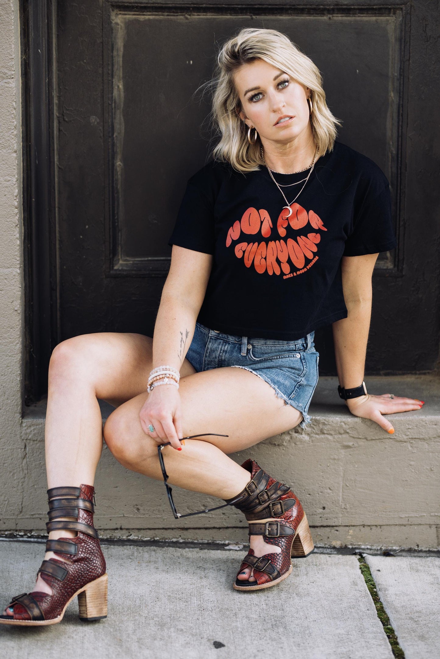 Sassy Feminist Crop Top: Mars & Moon Graphic Tee