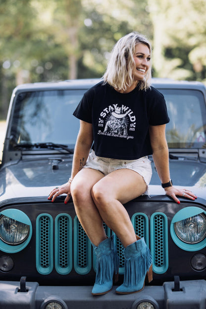 Cowgirl Graphic Crop Top: Stay Wild Western Tee