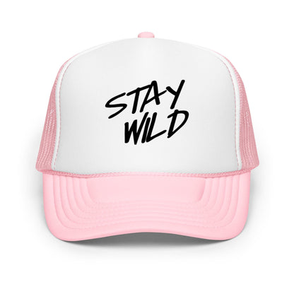 Stay Wild Trucker Hat- Snapback Mesh Hat in Blue, Pink, or Black- Adventure Quote Hat- Wild and Free Hat for Women- Boho Festival Hat