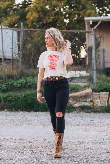 Sassy Crop Top: Throwing Shade Graphic Tee - Empowering Women