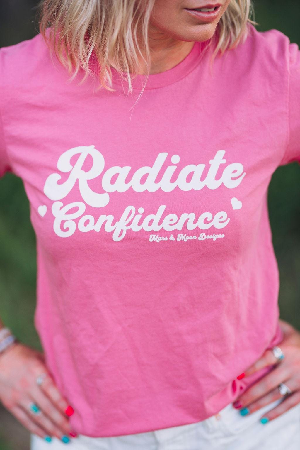 Radiate Confidence Bella Canvas T-shirt: Positive Energy, Mars & Moon Design