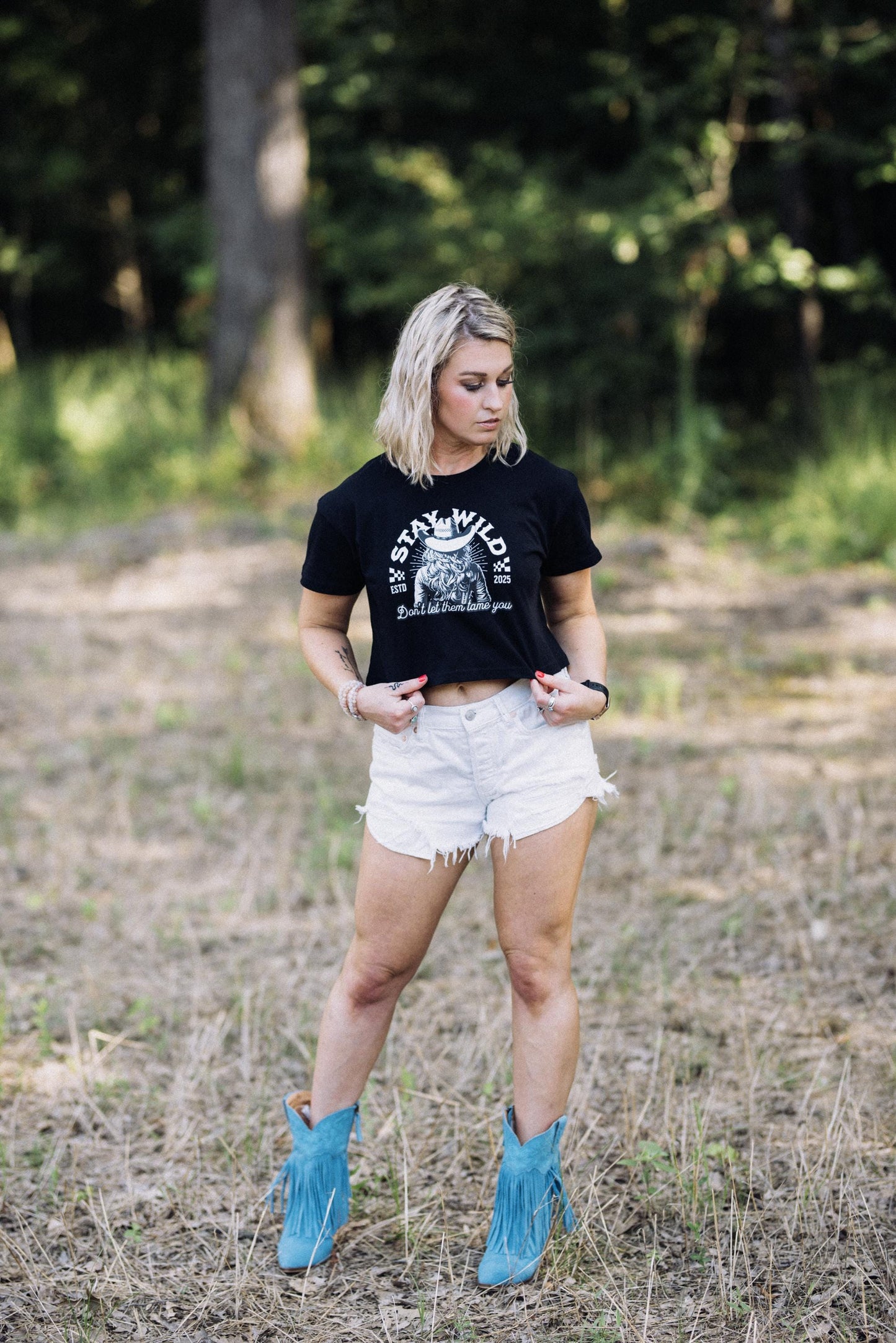 Cowgirl Graphic Crop Top: Stay Wild Western Tee