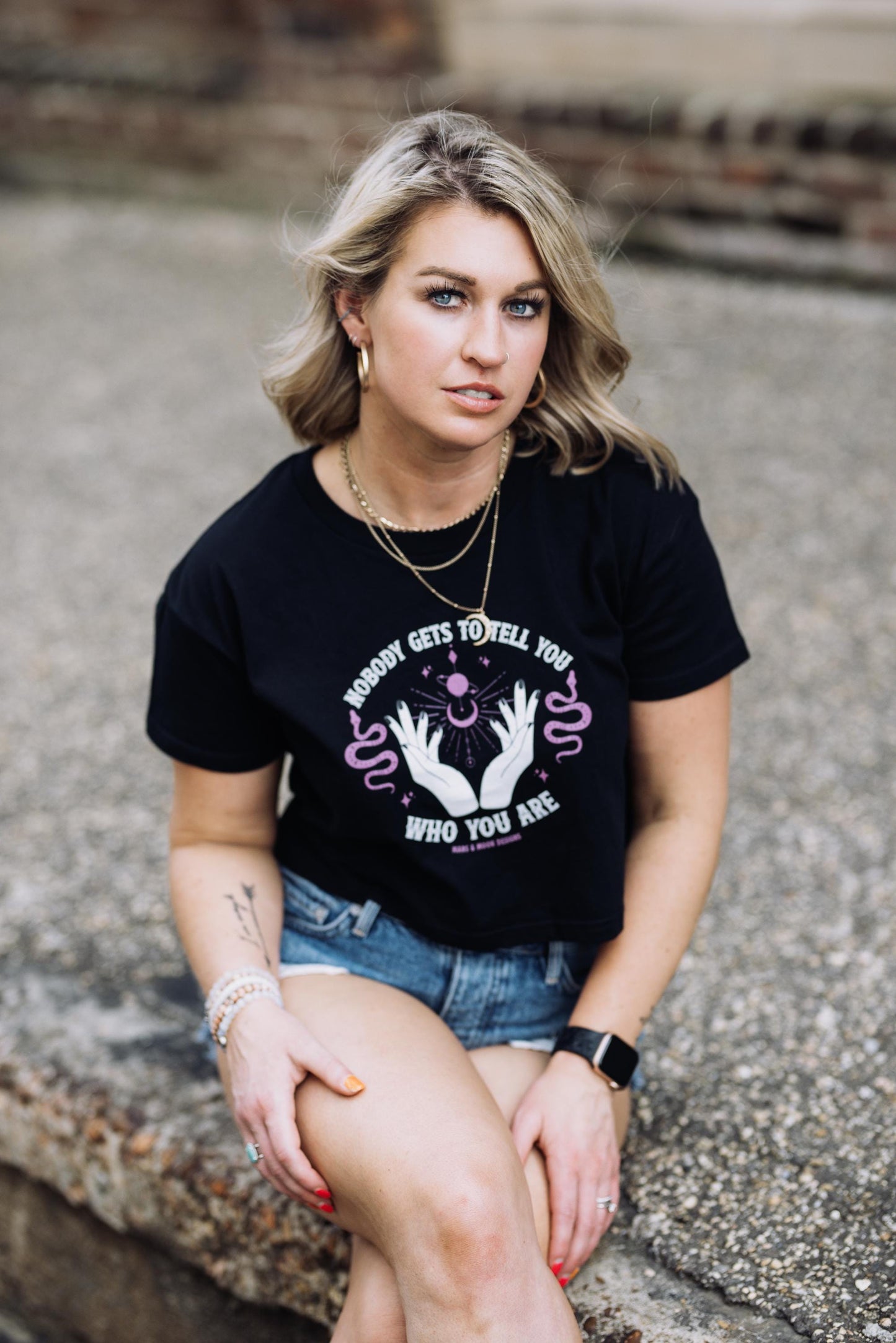 Empowerment Crop Top: Mars & Moon Design - Women's Affirmation Tee