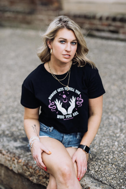 Empowerment Crop Top: Mars & Moon Design - Women's Affirmation Tee