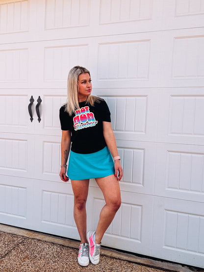 Hot Mom Summer Graphic Tee - Bella + Canvas Unisex Shirt - Pink & Blue Trendy Summer Tee