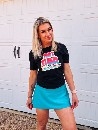 Hot Mom Summer Graphic Tee - Bella + Canvas Unisex Shirt - Pink & Blue Trendy Summer Tee