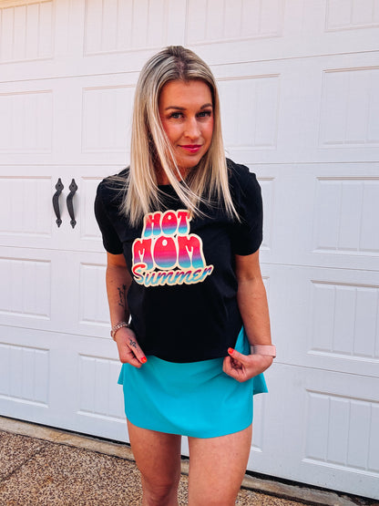 Hot Mom Summer Graphic Tee - Bella + Canvas Unisex Shirt - Pink & Blue Trendy Summer Tee