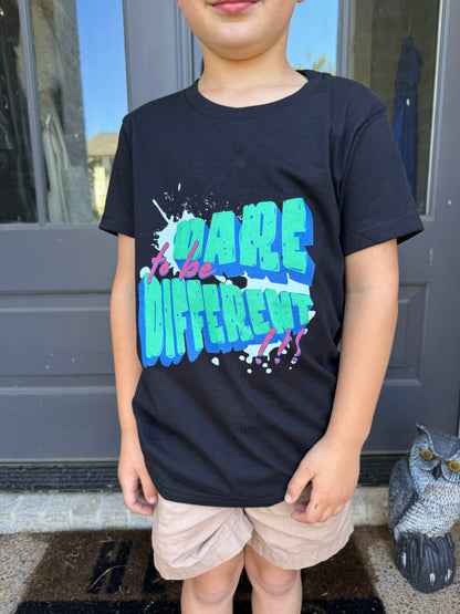 Dare to Be Different Kids Graphic Tee - Inspirational Youth Shirt - Positive Kids Everyday Tee - Retro Kids Graphic Shirt