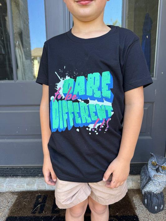 Dare to Be Different Kids Graphic Tee - Inspirational Youth Shirt - Positive Kids Everyday Tee - Retro Kids Graphic Shirt