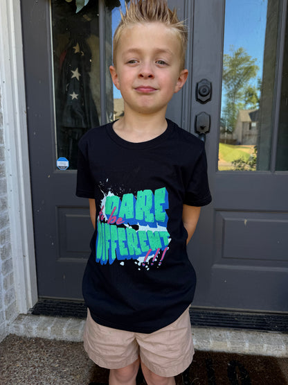 Dare to Be Different Kids Graphic Tee - Inspirational Youth Shirt - Positive Kids Everyday Tee - Retro Kids Graphic Shirt