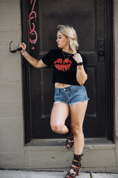 Sassy Feminist Crop Top: Mars & Moon Graphic Tee