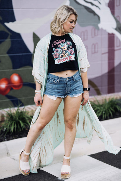 Empowerment Crop Top: Mars & Moon Graphic, Confident Women's Tee