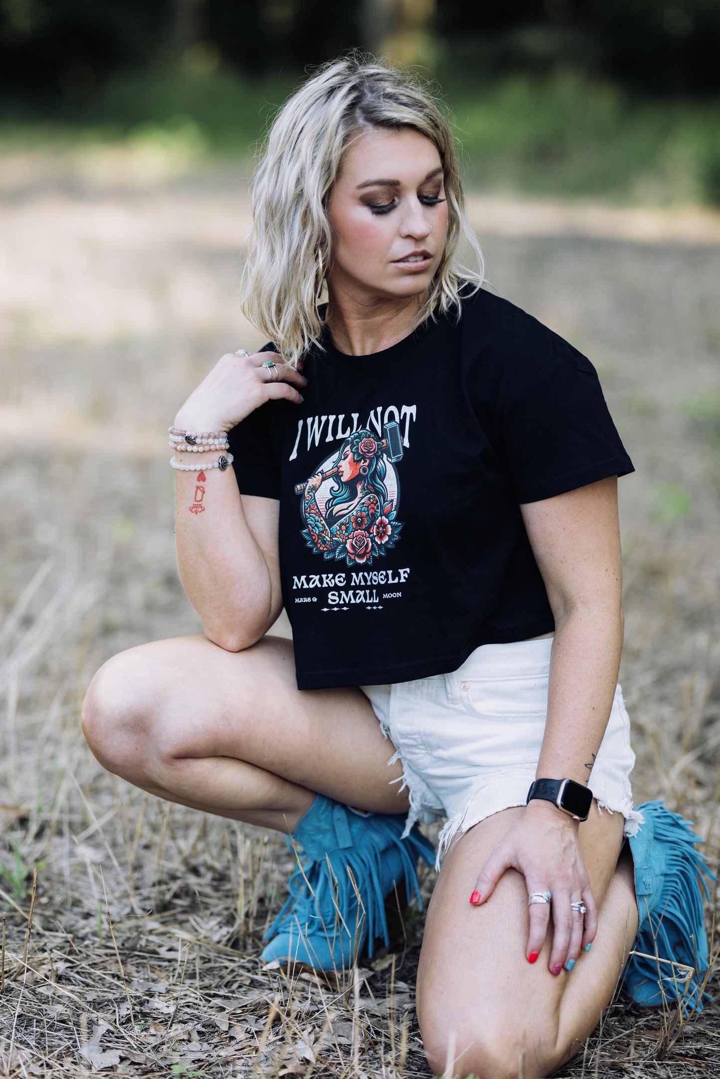 Feminist Crop Top: Empowering Hammer Graphic Tee - Bold Statement Shirt