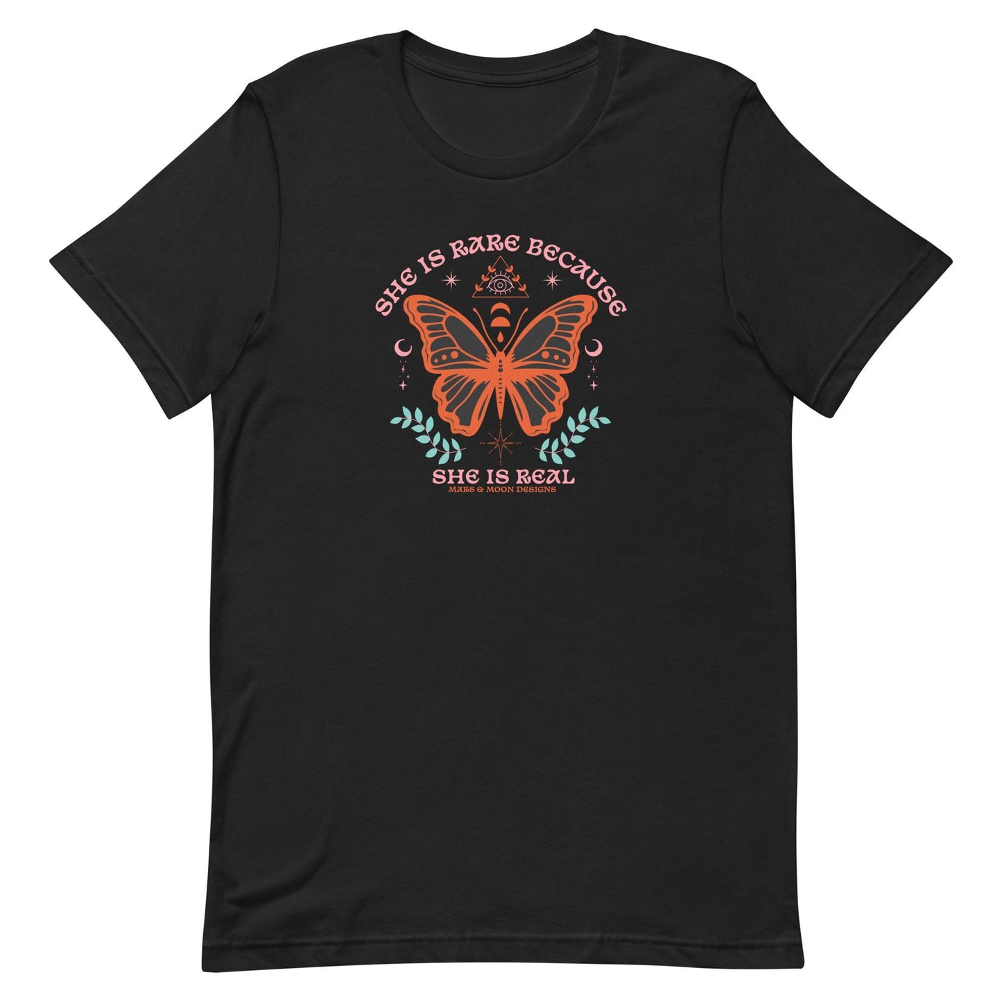 She is Rare Because She is Real Bella Canvas T-Shirt - Inspirational Graphic Tee for Women - Empowering Quote T-shirt - Bold Self Love Shirt