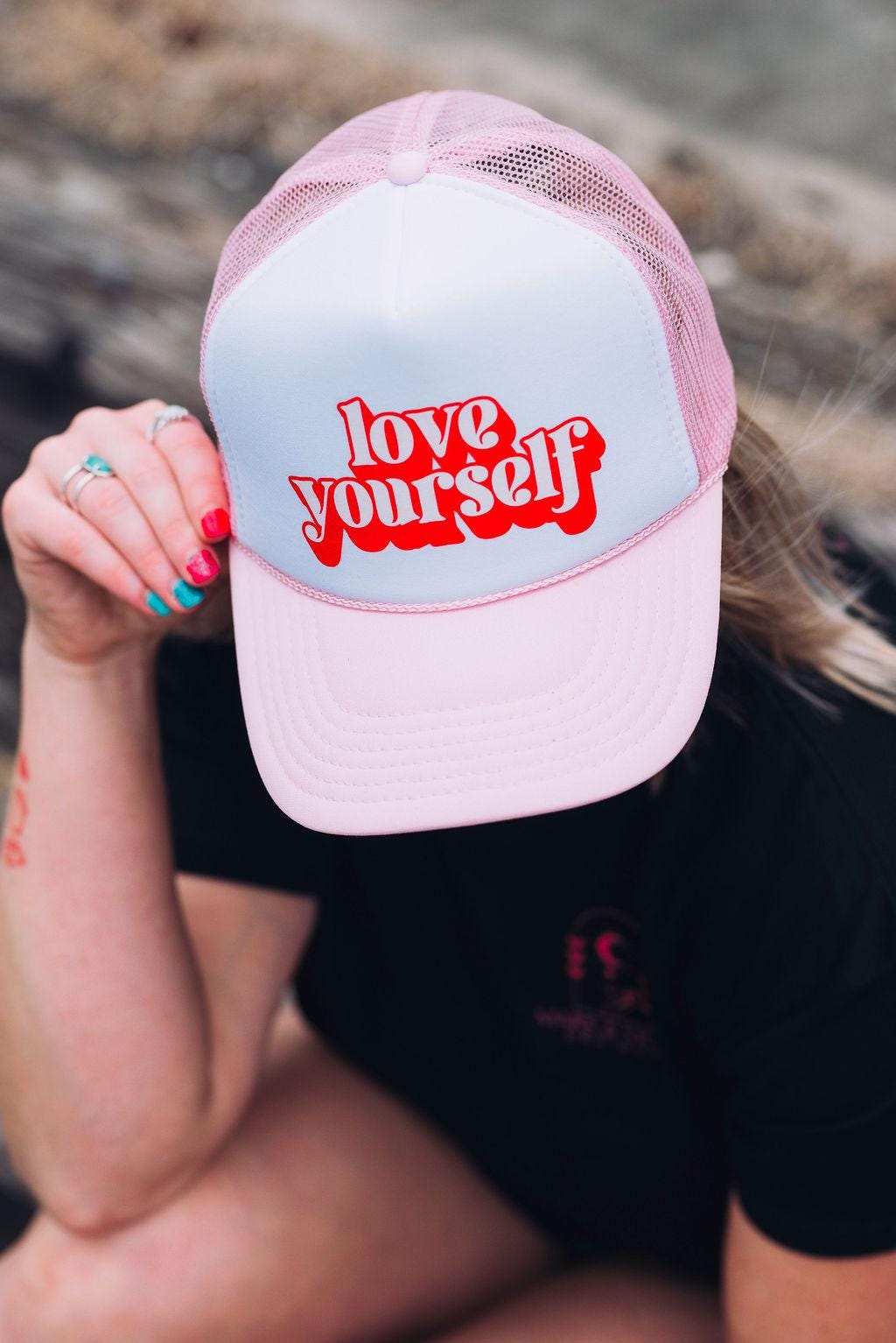 Love Yourself Trucker Hat- Mental Health Awareness Snapback Hat- Empowerment Gift