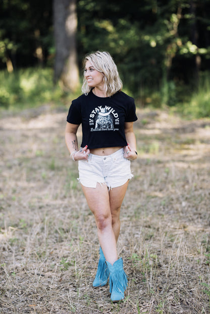 Cowgirl Graphic Crop Top: Stay Wild Western Tee