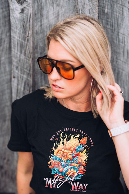 Edgy Empowerment Crop Top: "May the Bridges I Burn Light My Way"