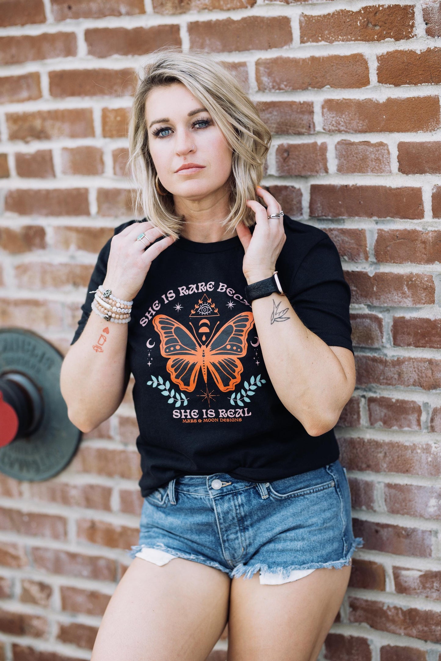 She is Rare Because She is Real Bella Canvas T-Shirt - Inspirational Graphic Tee for Women - Empowering Quote T-shirt - Bold Self Love Shirt